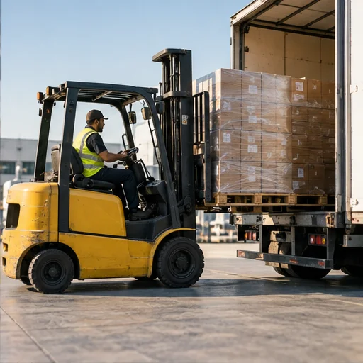Forklift loading pallets