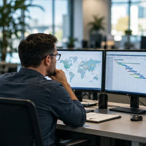 Logistics planner at desk